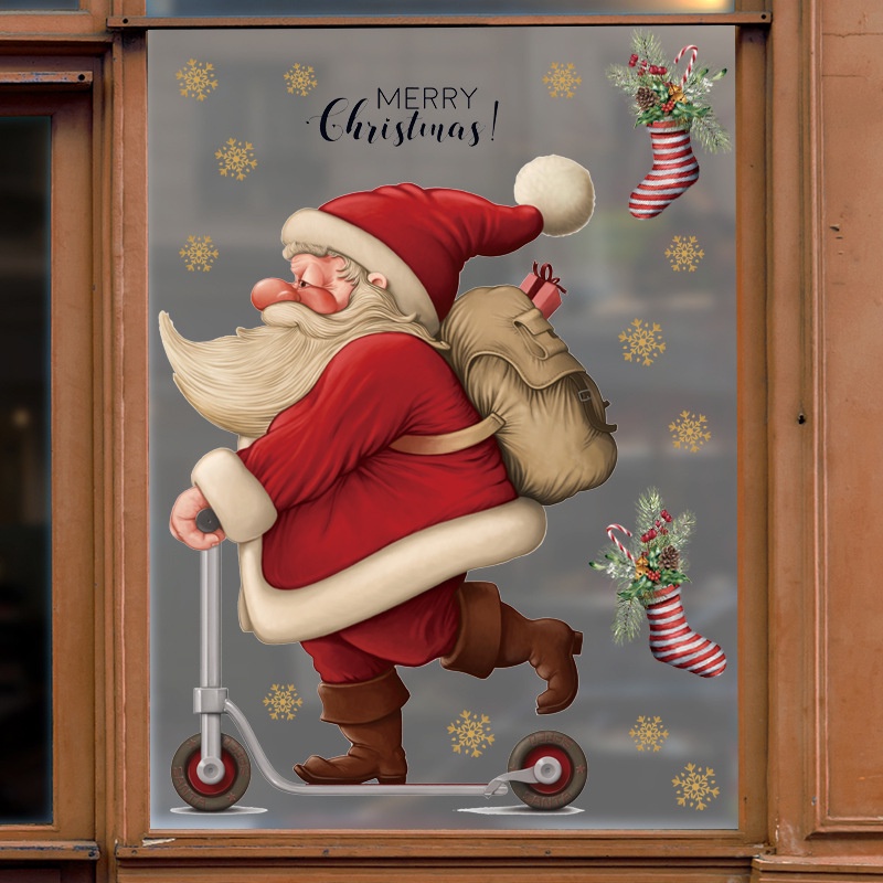 สติกเกอร์ติดผนัง-ลายการ์ตูนซานตาคลอส-หลายสไตล์-สําหรับตกแต่งบ้าน-สเก็ตบอร์ด-ต้นคริสต์มาส-เทศกาลคริสต์มาส