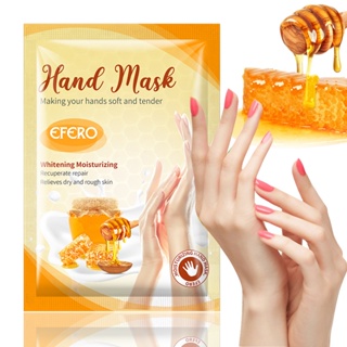 EFERO 7Pair Honey Hand Mask Moisturizing Hand Gloves Reduce Fine Lines Anti-drying Anti-aging Serum Spa Gloves Hands Ski