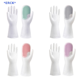 Erck&gt; ใหม่ ถุงมือพีวีซี กันน้ํา สําหรับล้างจาน ทําความสะอาดครัว ครัวเรือน 1 2 ชิ้น
