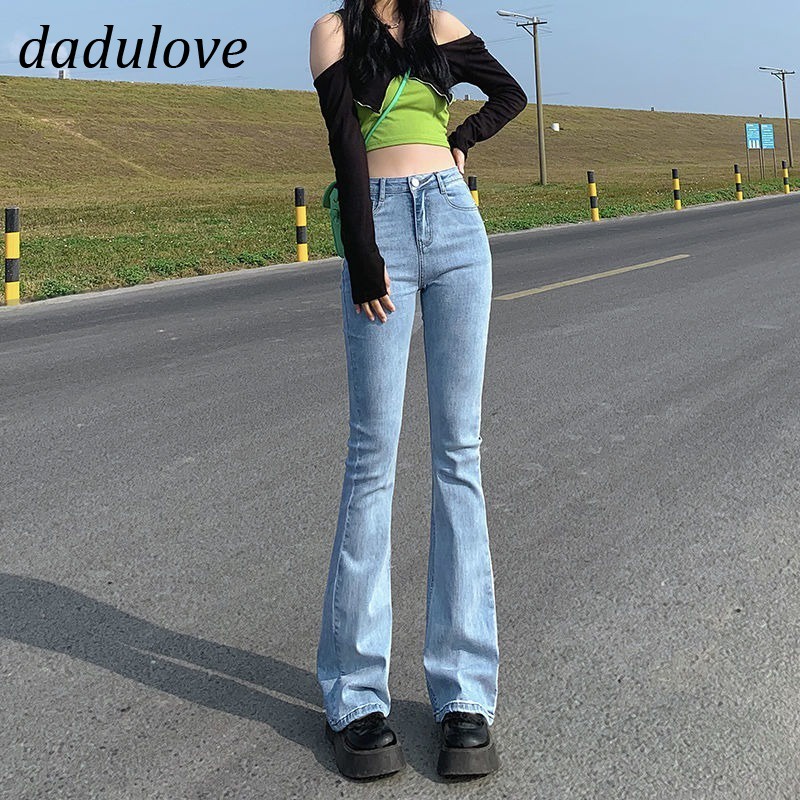 dadulove-new-korean-version-of-ins-high-elastic-womens-jeans-niche-high-waist-slim-fashion-micro-flared-pants