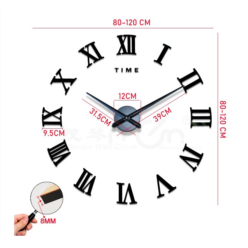 ภาพสินค้าไม่เจาะผนัง นาฬิกาติดผนัง DIY สไตล์โมเดิร์น 3D ขนาดใหญ่ 120 cm จากร้าน omsmart บน Shopee ภาพที่ 7
