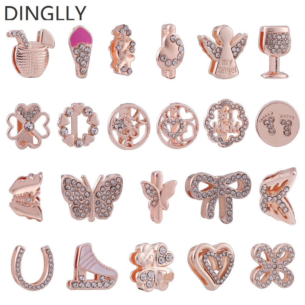 dinglly-สร้อยข้อมือลูกปัดโลหะ-รูปผีเสื้อ-หัวใจ-สีโรสโกลด์-10-มม-สําหรับผู้หญิง