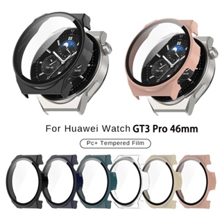 เคสกระจกนิรภัย PC แบบแข็ง บางพิเศษ ป้องกันหน้าจอ สําหรับ Huawei Watch GT 3 GT3 pro 46 มม.