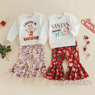 Babygarden ชุดเสื้อยืดแขนยาว ลายซานตาคลอส และลูกสุนัข และกางเกงขายาวลําลอง สําหรับเด็กผู้หญิง อายุ 6 เดือน - 4 ปี