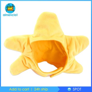 [Almencla1] หมวกแก๊ป ผ้ากํามะหยี่ขนนิ่ม รูปดาวน่ารัก สีเหลือง สําหรับสัตว์เลี้ยง สุนัข แมว กระต่าย
