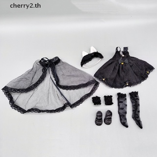 [cherry2] เสื้อผ้าตุ๊กตาเอลฟ์ สีดํา 30 ซม. 6 ชิ้น ต่อชุด [TH]