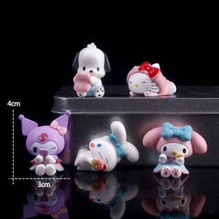 Best โมเดลฟิกเกอร์ Sanrio Cinnamoroll Hello Kitty Kuromi Melody Pachacco ของเล่นสําหรับเด็ก 5 ชิ้น