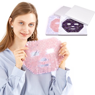Pink Crystal Eye Mask Hand Made Eye Curtain Crystal Sleeping Mask Rose Quartz Cold Therapy Facial Massager Natural Jade
