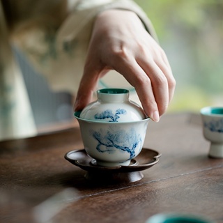 Songfeng ชุดถ้วยชาเซรามิค ป้องกันน้ําร้อนลวก สไตล์จีน เรียบง่าย [A036]