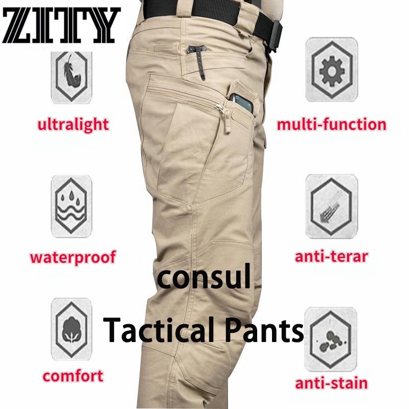 ภาพหน้าปกสินค้าพร้อมส่ง&COD ZITY ยุทธวิธี overalls ผู้ชาย SWAT กองทัพกันน้ำกางเกง multi-pocket IX7