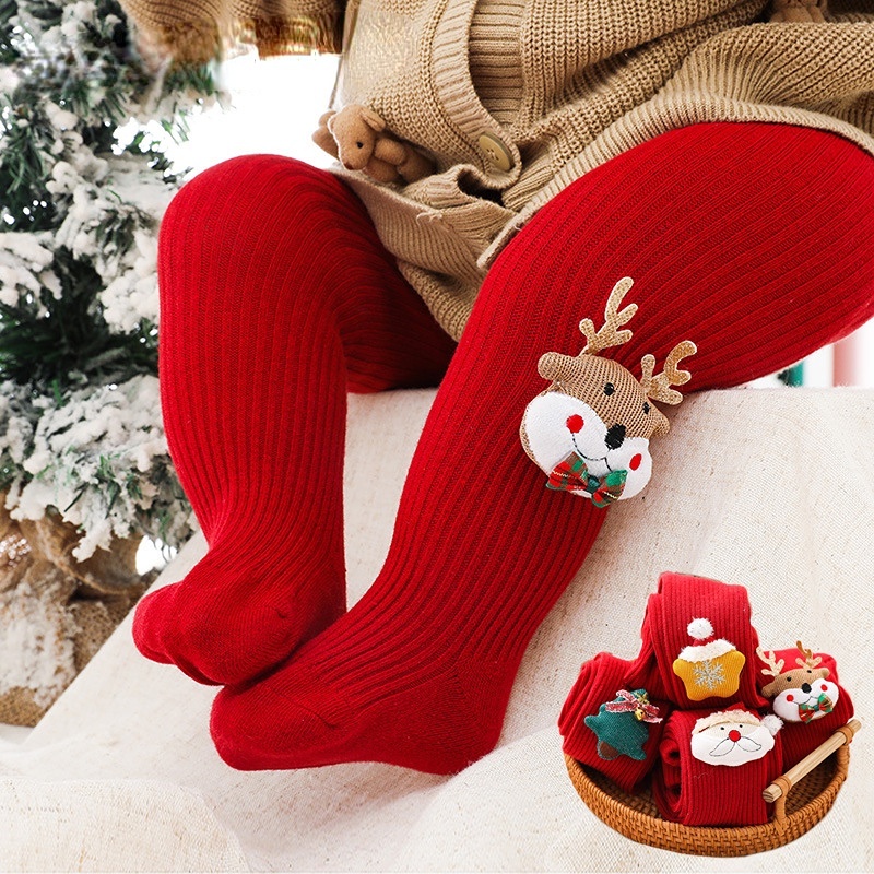 ถุงเท้าข้อสั้น-ผ้าฝ้าย-พิมพ์ลายคริสต์มาส-กันลื่น-สําหรับเด็กทารกแรกเกิด-เด็กวัยหัดเดิน