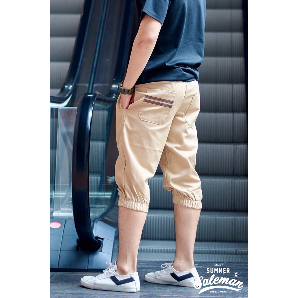 กางเกง-jogger-ขาจั๊ม-สามส่วน-สี-jg301-ครีม-size-xl-เอว36-46