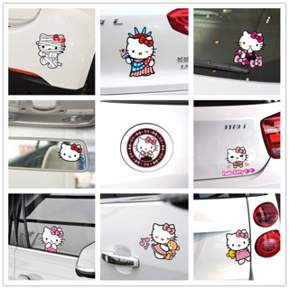 สติกเกอร์ ลายการ์ตูน Hello Kitty น่ารัก สําหรับติดตกแต่งกระจกหน้ารถยนต์ แล็ปท็อป รถจักรยานยนต์