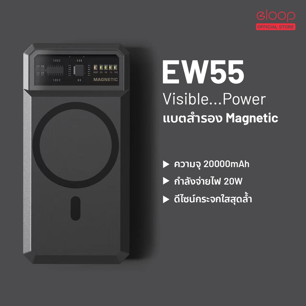 เพาเวอร์แบงค์ไร้สาย-eloop-e55-wirelesspowerbank-ความจุ2-0000-pd-20w-รองรับการใช้งานชาร์จไร้สายระบบแม่เหล็ก-สินค้ามี-มอก