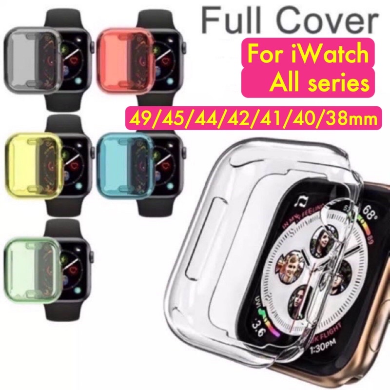 ภาพหน้าปกสินค้าพร้อมส่งจากไทย เคสใสคลุมทั้งหน้าจอ และ ฟิล์มกันรอย iWatch Ultra S8/7/6/SE/5/4/3/2/1 แบบนิ่ม Case TPU iWatch