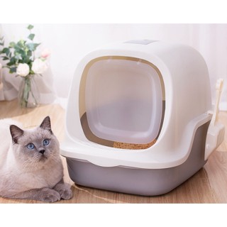 BN-100 ห้องน้ำแมวทรงโดม กระบะทรายแมว รุ่นฝาเปิดเต็มใบ CAT LITTER BOX สีพาลเทลน่ารัก พร้อมที่ตักทราย พร้อมส่ง🥳