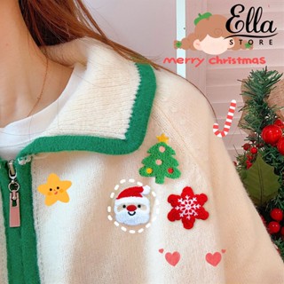 Ellastore123 เข็มกลัด ปักลายการ์ตูนซานตาคลอส แบบพกพา กันสนิม ติดทนนาน สําหรับตกแต่งคริสต์มาส