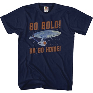 เสื้อยืดพิมพ์ลาย Go Bold Or Go Home Star Trek T-Shirt เสื้อยืดสีขาวผู้ชาย เสื้อยืดสีขาวผู้ชาย
