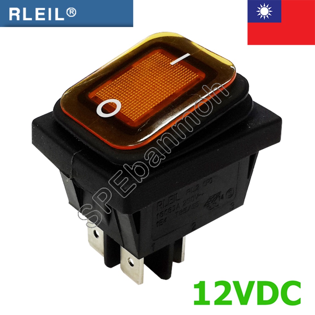 [ 1 ชิ้น ] RL2P-21N 12V เหลือง Yellow RLEIL Rocker Switch Switch RL2P ...