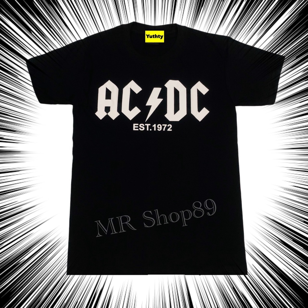 เสื้อวง-acdc-สกรีนตัวอัการ-เสื้อยืดแฟชั่นวินเทจ90-ไม่มีตะเข็บข้าง-ใส่ได้ทั้งชายและหญิง