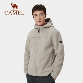 Camel เสื้อแจ็กเก็ตกันหนาว ผ้าฟลีซ แบบหนา มีฮู้ด ใช้งานกลางแจ้ง สําหรับผู้ชาย