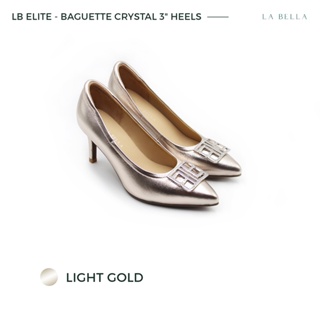 สินค้า LA BELLA รุ่น LB ELITE BAGUETTE CRYSTAL 3 HEELS  - LIGHT GOLD