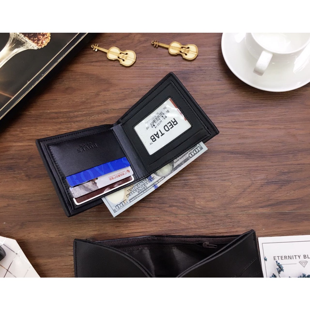 66510-1กระเป๋าสตางค์ผู้ชาย-boweisi-co-ใบสั้นใส่บัตรเครดิตได้-กระเป๋าเงินหนัง-pu