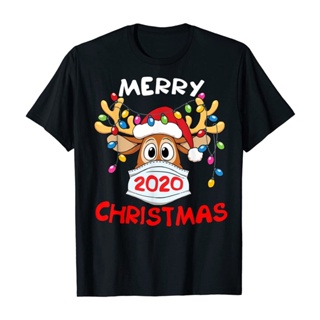 T-shirt เสื้อยืดคอกลมแขนสั้นพิมพ์ลายคริสต์มาสสไตล์ยุโรปและอเมริกา ชุดคริสต์มาสใหม่