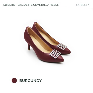 สินค้า LA BELLA รุ่น LB ELITE BAGUETTE CRYSTAL 3 HEELS  - BURGUNDY
