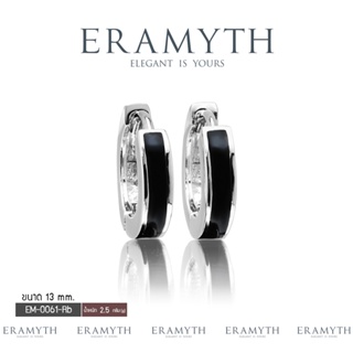 Eramyth Jewelry ต่างหูห่วง ดีไซน์ลงสี Enamel ดำ เงินแท้ 92.5 13MM EM-0061 สินค้ามาตรฐานส่งออก