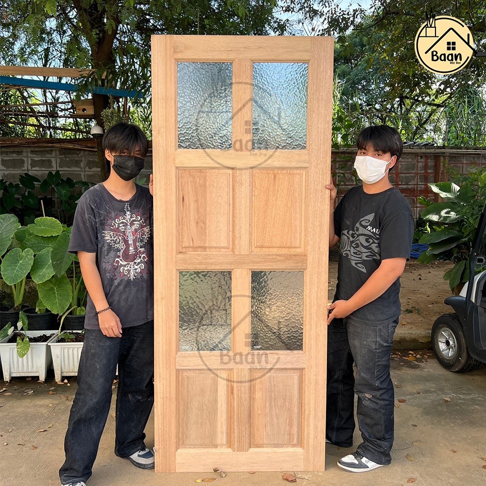 พร้อมส่ง-ประตูไม้ตามสภาพ-ประตูกระจก-ขนาด-80x200-ซม-ประตูถูก-ประตูไม้จริง-ประตูบ้าน-พร้อมส่งจากไทย