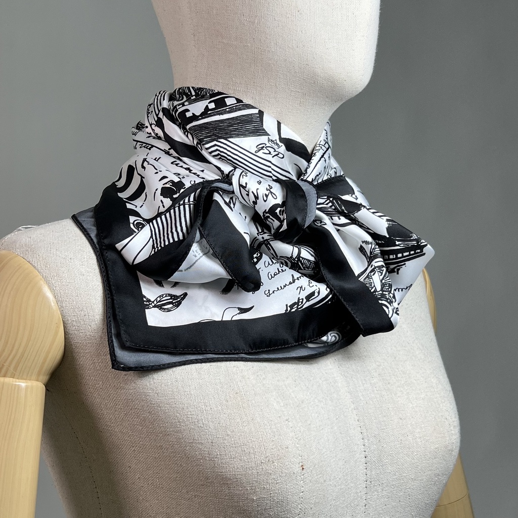gsp-silk-satin-scarf-ผ้าพันคอจีเอสพี-ผ้าพันคอ-ลายกราฟฟิก-สีดำ-pl4fbl