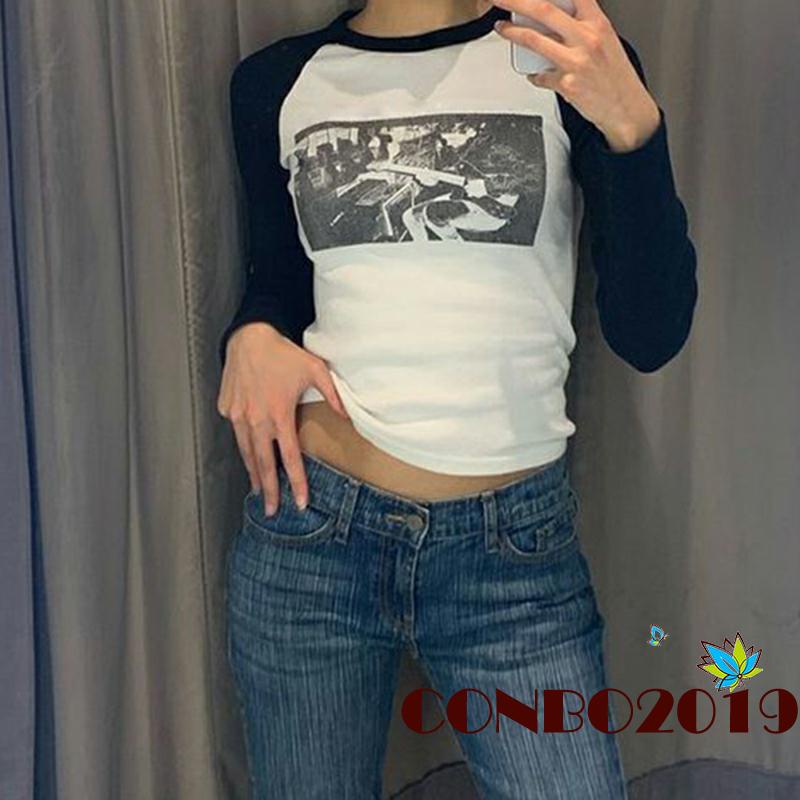 hgm-เสื้อยืดลําลอง-แขนยาว-คอกลม-พิมพ์ลาย-สีตัดกัน-เข้ารูป-แฟชั่นฤดูใบไม้ผลิ-และฤดูใบไม้ร่วง-สําหรับสตรี