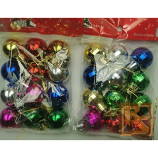 ลูกบอลประดับ บอลสี บอลดิสโก้ Disco ปีใหม่ ต้นคริสต์มาส คริสมาสต์ Pack12ลูก CHRISTMAS