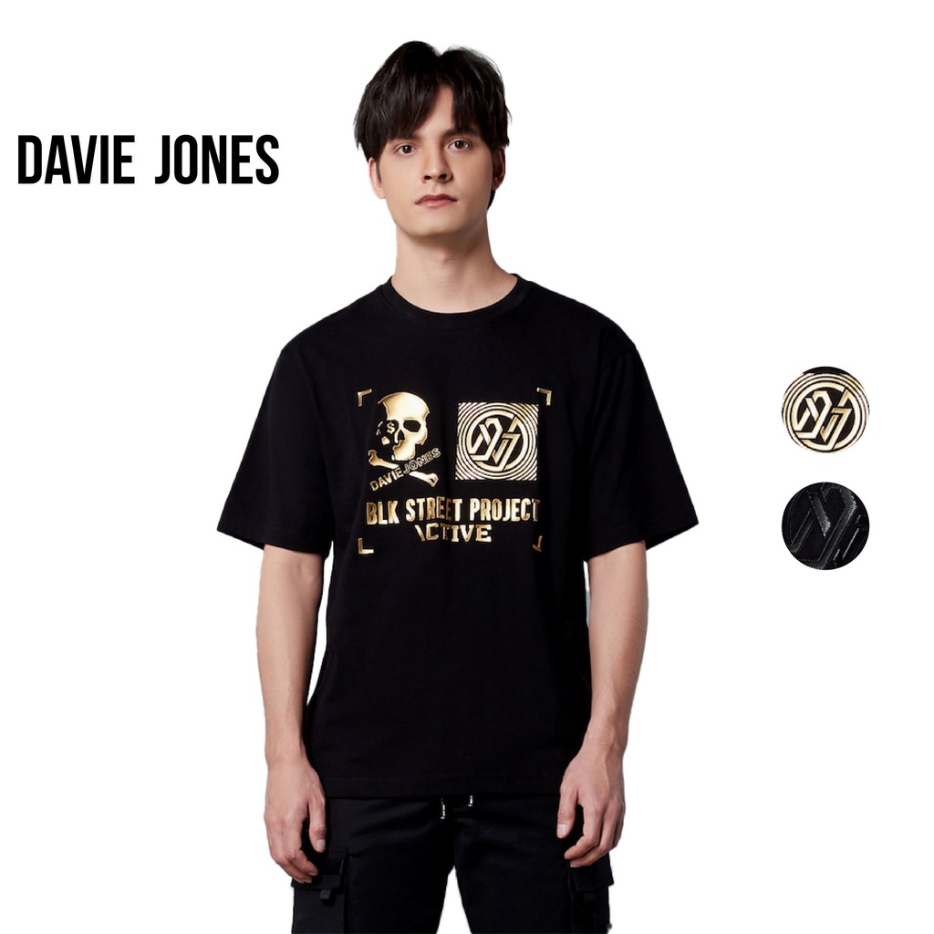 ภาพหน้าปกสินค้าDAVIE JONES เสื้อยืดโอเวอร์ไซส์ พิมพ์ลาย สีดำ Graphic Print Oversized T-Shirt in black WA0100BK 101BK