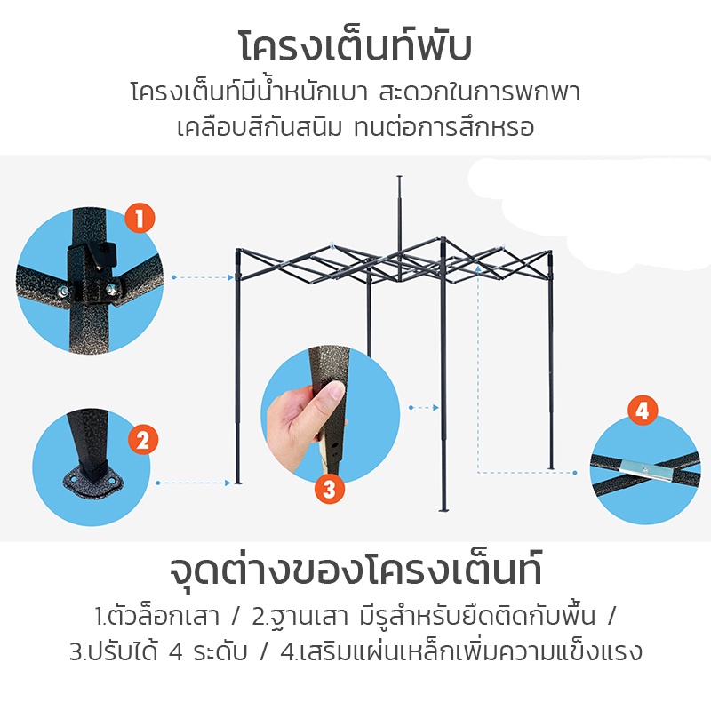 เต็นท์ขายของ-เต็นท์อเนกประสงค์-เต็นท์พับ-มี-3-ขนาด-3-สีให้เลือก-โครงเหล็กพร้อมผ้าใบหลังคากัน-uv-ทนแดดทนฝน-alm