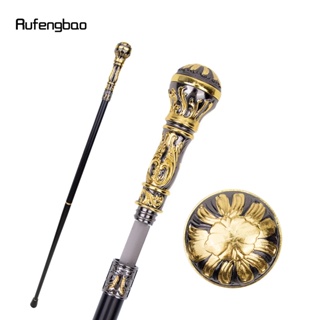 Golden Black Luxury Round Handle Walking Stick with Hidden Plate Self Defense Fashion Cane Plate Cosplay Crosier Stick 9