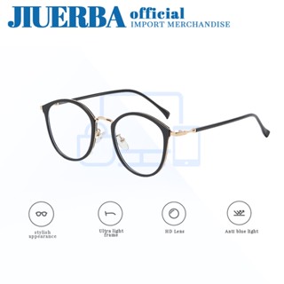 JIUERBA แฟชั่นอินเทรนด์พรีเมี่ยมสไตล์มินิมัลลิสต์นักเรียนแว่นตาต่อต้านแสงสีฟ้าคลาสสิกกรอบกลมแว่นตาคอมพิวเตอร์ป้องกันรังสีสําหรับผู้ชายและผู้หญิง