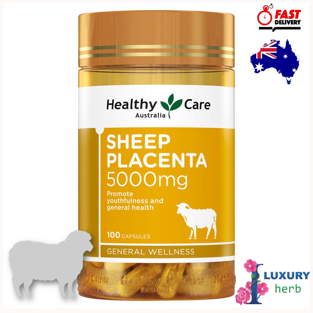 ภาพหน้าปกสินค้ารกแกะสกัดเข้มข้น Healthy Care​ Sheep Placenta 5000mg 100แคปซูล exp05/2025