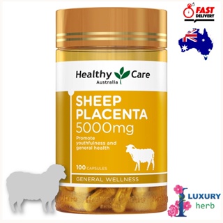 ภาพขนาดย่อของสินค้ารกแกะสกัดเข้มข้น Healthy Care​ Sheep Placenta 5000mg 100แคปซูล exp05/2025