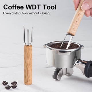 ☕WDT เครื่องมือ Espresso Coffee Stirrer เข็มสแตนเลสด้ามไม้ เข็มกาแฟจำหน่าย Professional Barista Tool