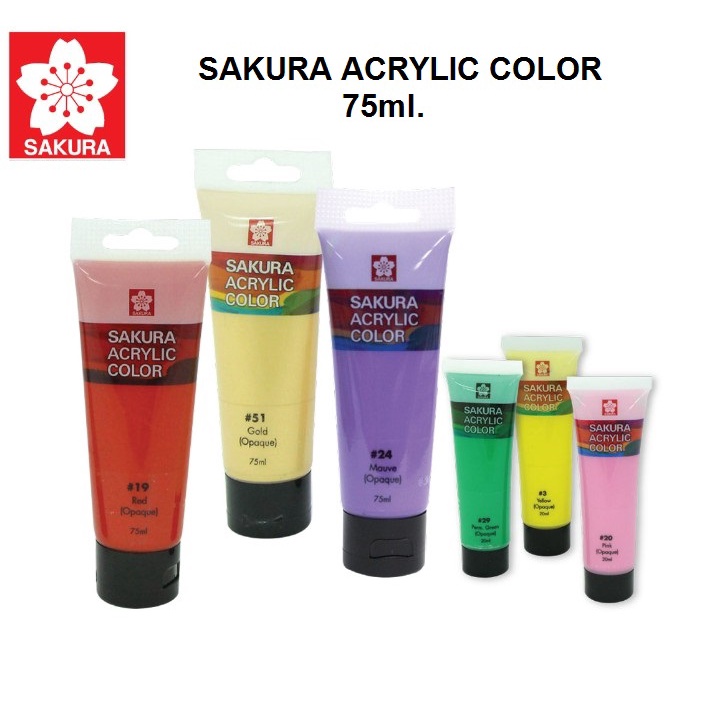 สีอะคริลิค sakura (ซากุระ) Sakura Acrylic Color 75ml. | Shopee Thailand