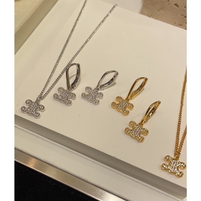 พรี-ราคา2300-celine-triomphe-88160-ต่างหู-สร้อยคอ-earrings-necklace