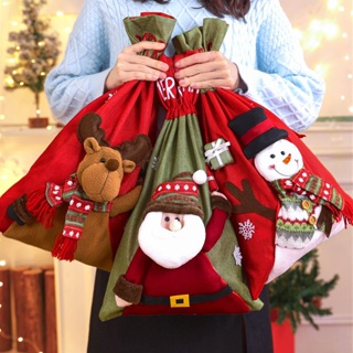 ขายดี ถุงของขวัญซานตาคลอส ขนาดเล็ก ขนาดใหญ่ สําหรับใส่แอปเปิล ตกแต่งคริสต์มาส