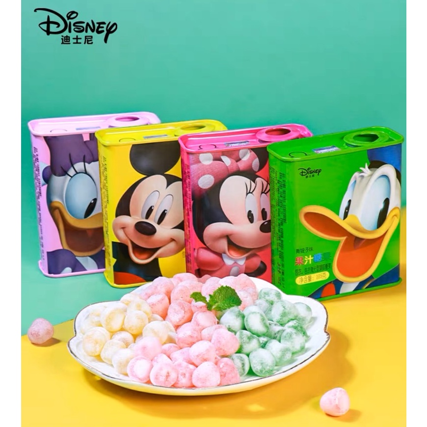 พร้อมส่งจากไทย-disney-ลูกอมกระป๋องเหล็ก-รสผลไม้