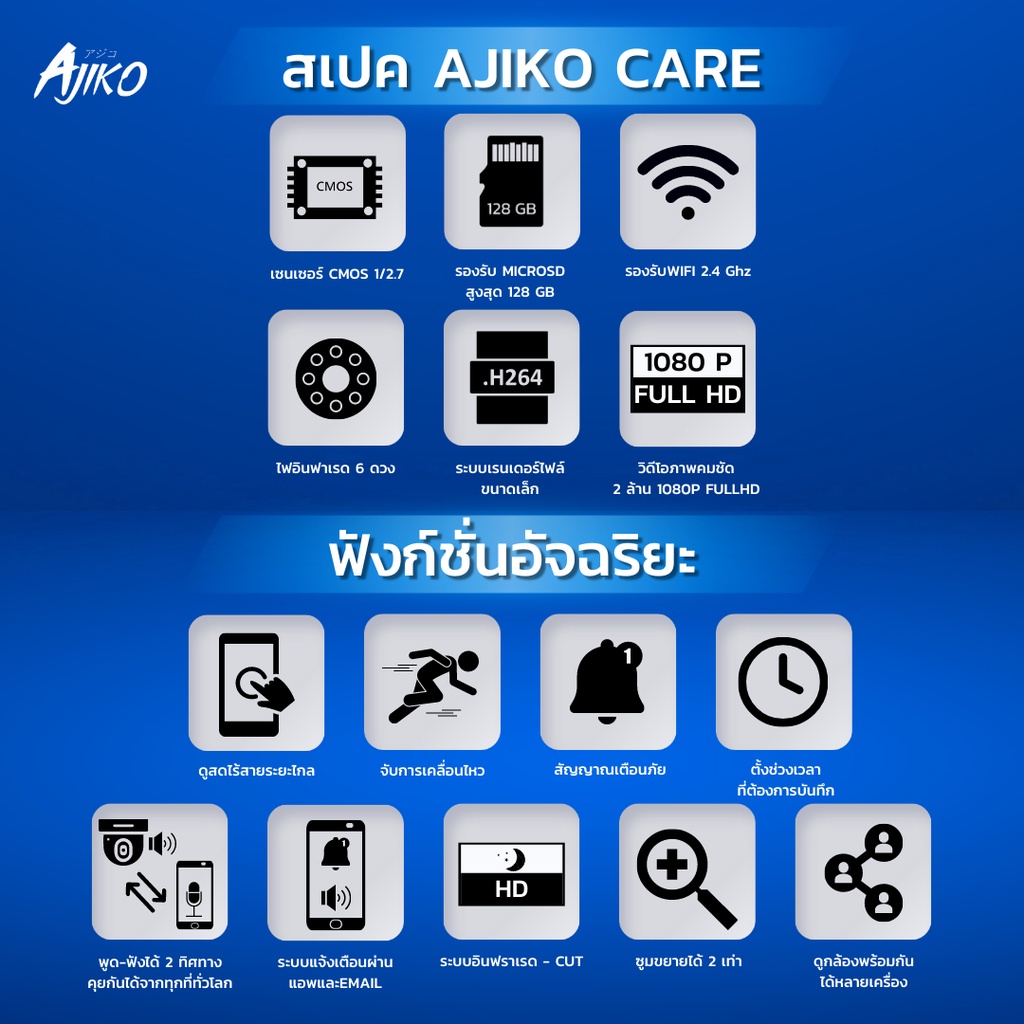 ajiko-care-wifi-กล้องวงจรปิดไร้สายภายนอก-ip-1080p-fhd-ดูผ่านมือถือ-อินฟราเรดชัดในที่มืด