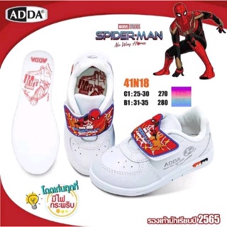 New 2022!! มีไฟ รองเท้านักเรียนอนุบาลพละ ลาย Spiderman รุ่น 41N18