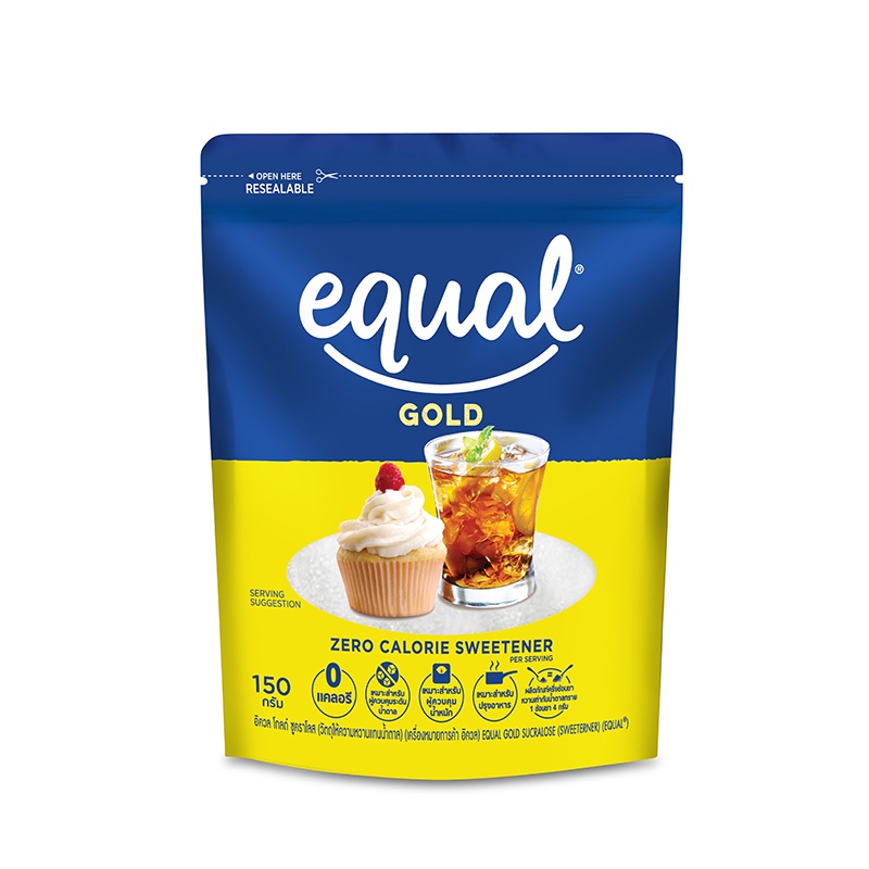 ภาพหน้าปกสินค้าEqual Gold 150 g. อิควล โกลด์ ผลิตภัณฑ์ให้ความหวานแทนน้ำตาล แบบถุง 150 กรัม 0 Kcal จากร้าน equal_thailand บน Shopee