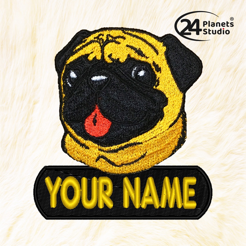 new-ตัวรีดป้ายชื่อลายสุนัข-pug-dog-by-24planetsstudio-ตัวรีดปักชื่อ-สั่งทำ