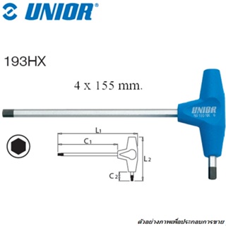 UNIOR 193HX ประแจหกเหลี่ยมด้ามตัวที 4 mm.